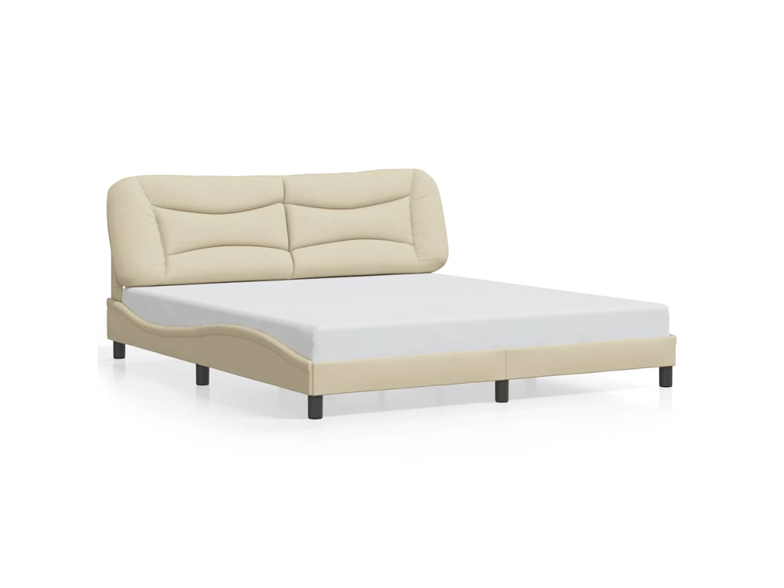 Estrutura de Cama sem Colchão Hvar 180x200 cm Tecido Creme MAISON EXCLUSIVE