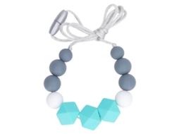 Mali collar Mordedor para Bebê em Silicone Dureza Média Beads Redondos Hexagonais Verde