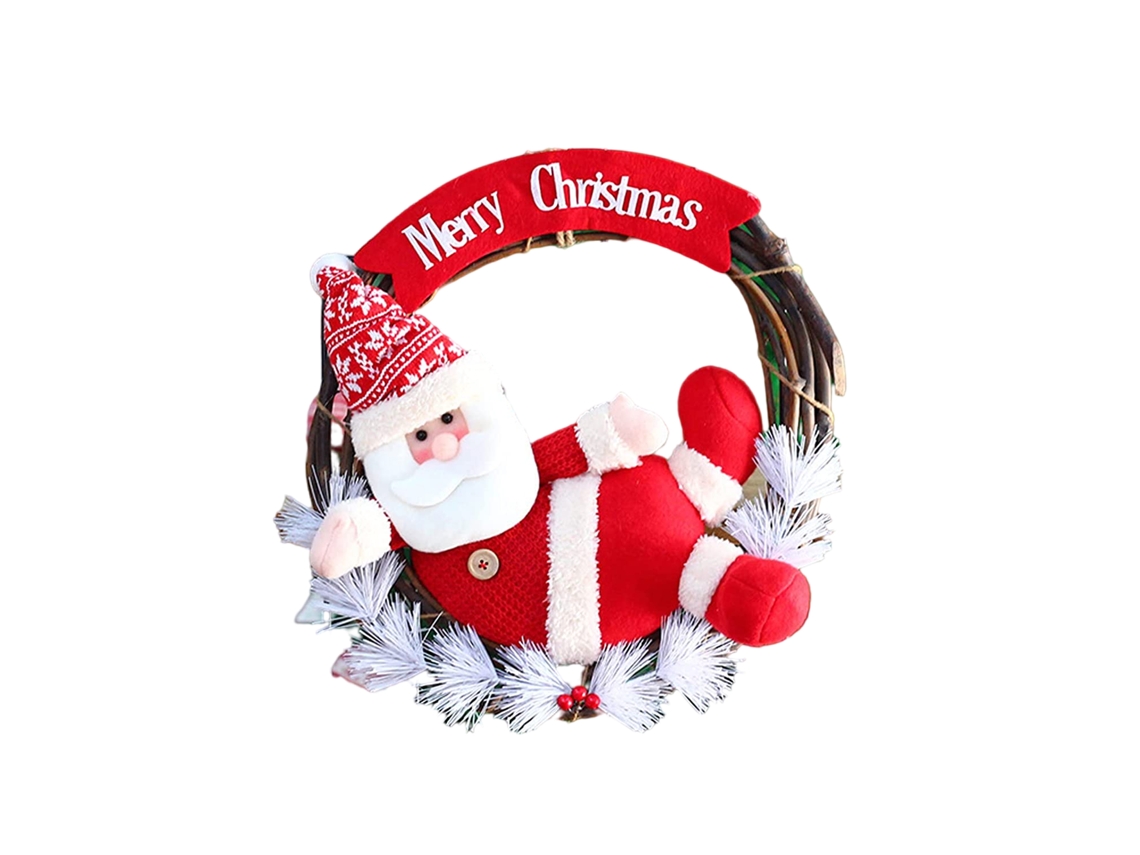 Decoração natalina flor de presente com grinalda de 35cm para porta e janela com Santa e boneco de neve LAXISCREED