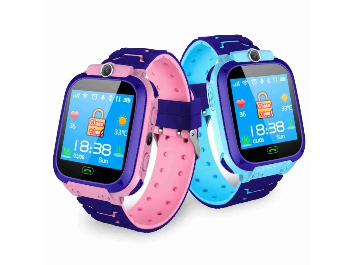 Pack 2 Smartwatch Infantil Klack Com Gps E Localizador Sos – Relógio Para Crianças Com Chamadas, Câmara Hd E Controlo Parental – Azul E Rosa