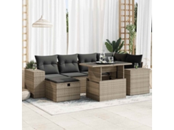 Vidaxl 8 Pcs Conjunto Sofás De Jardim C/ Almofadões Vime Pe Cinzento