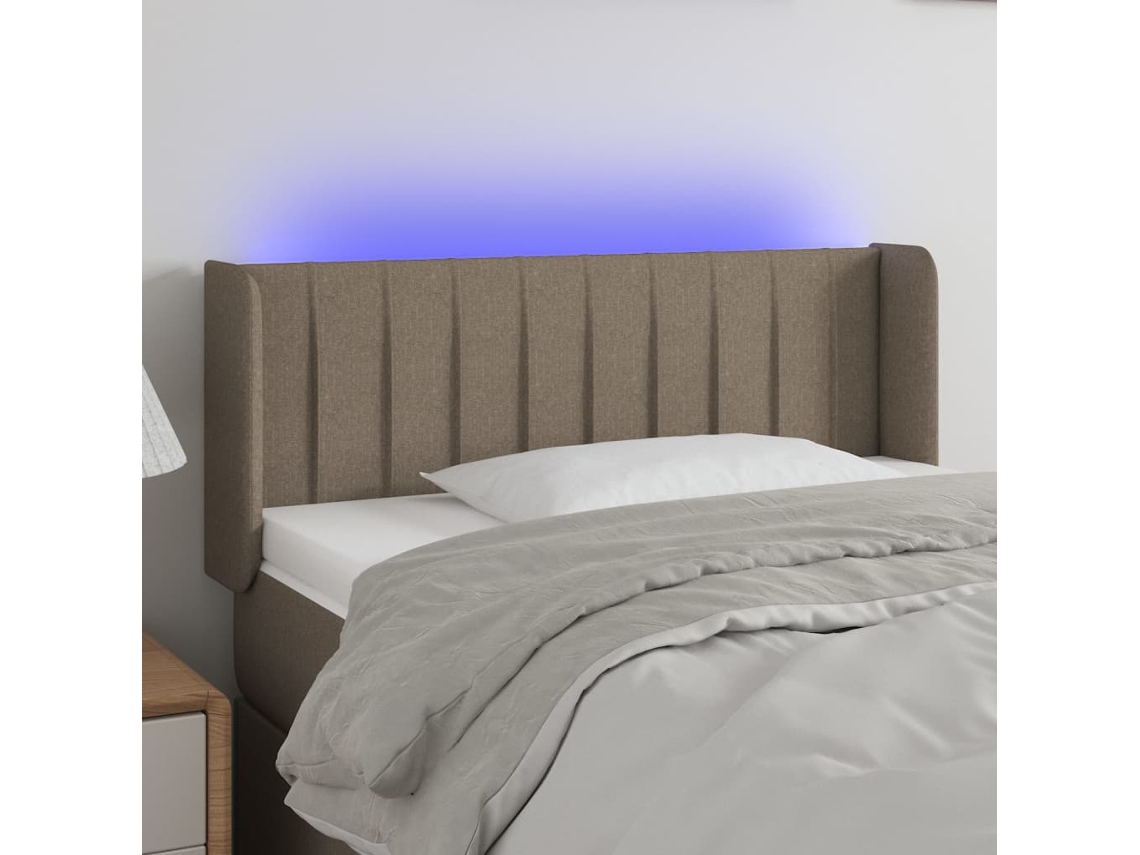 Cabeceira | Painel De Cama Cama Luzes Led Tecido 93x16x78/88cm Cinza-acastanhado
