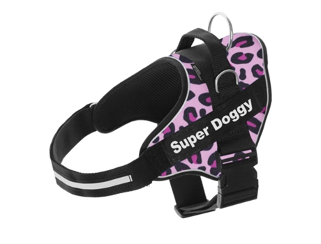 Arnês Personalizado para Cães Estampa Leopardo Rosa SUPER DOGGY