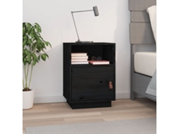 Vidaxl Mesa De Cabeceira 40x34x55 Cm Madeira De Pinho Maciça Preto