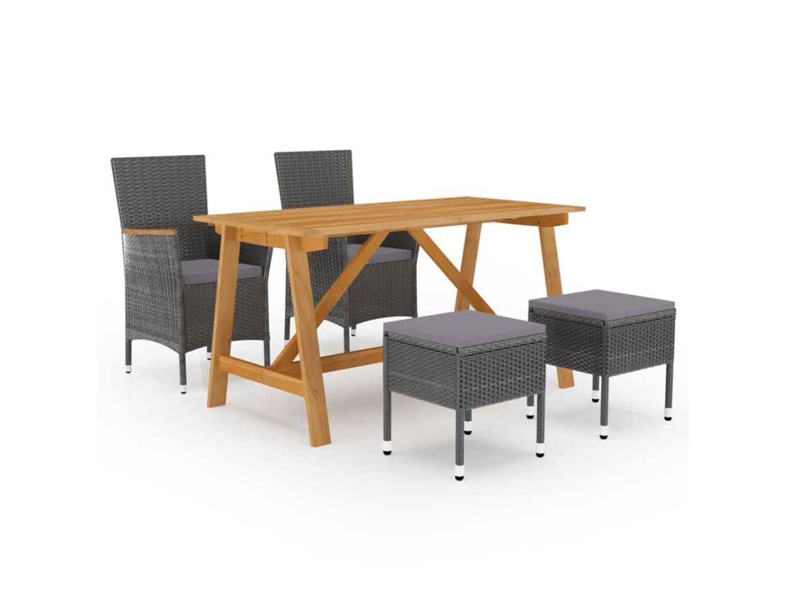 Vidaxl 5 Pcs Conjunto De Jantar Para Jardim Cinzento