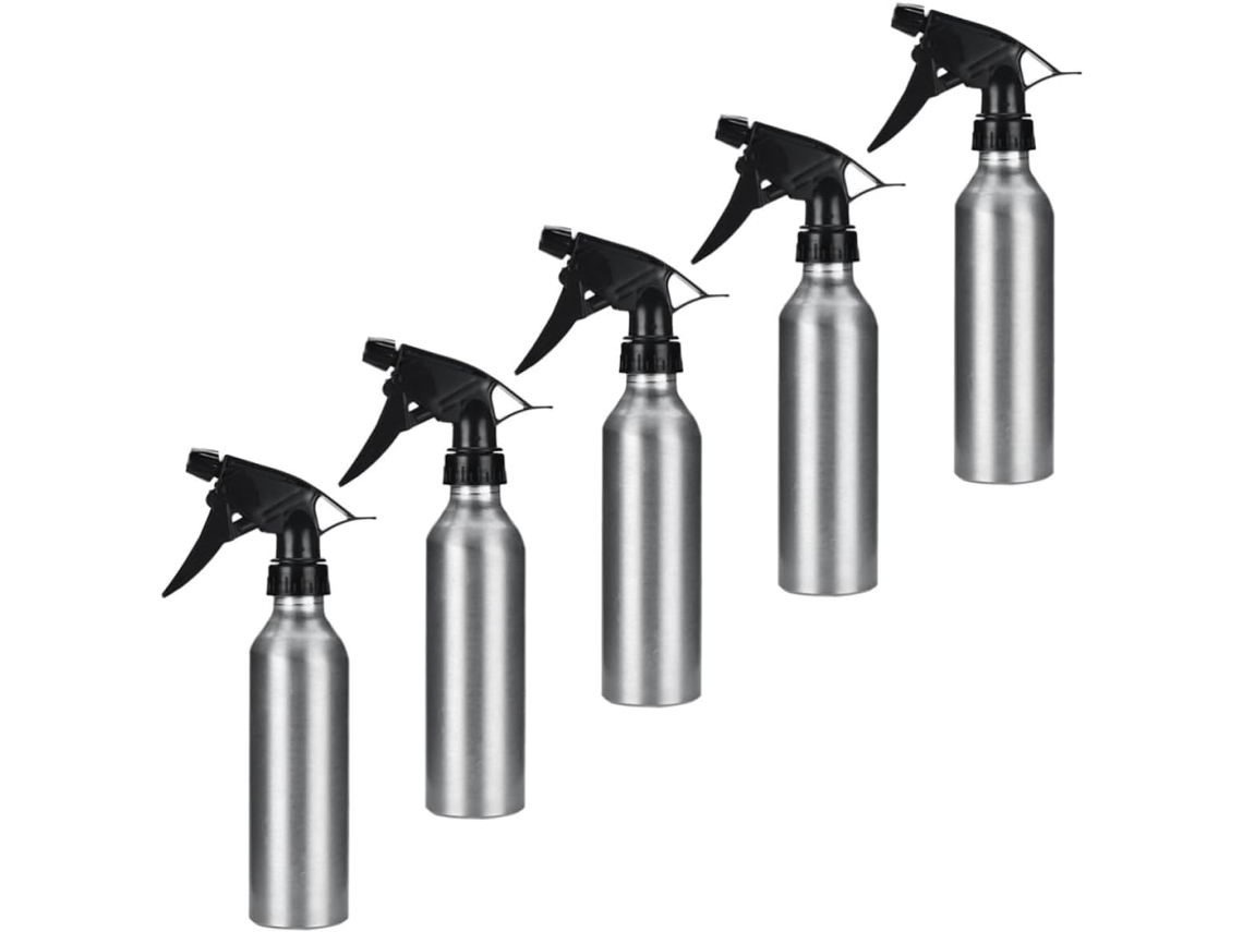 Frascos de spray de plástico que economizam trabalho e são fáceis de usar.