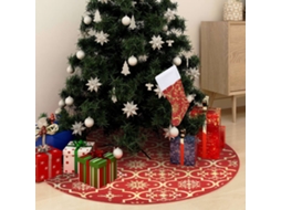Vidaxl Saia De Árvore De Natal De Luxo Com Meia Vermelha 150 Cm Tecido