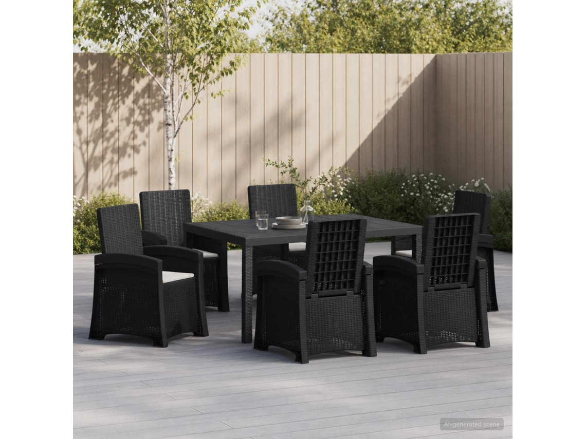 Vidaxl Conjunto De Jantar Para Jardim 7 Unid. Pp