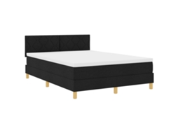 Cama Bospring Com Colchão E Led Preto Tecido Vidaxl Preto Fabric (140x200 Cm)
