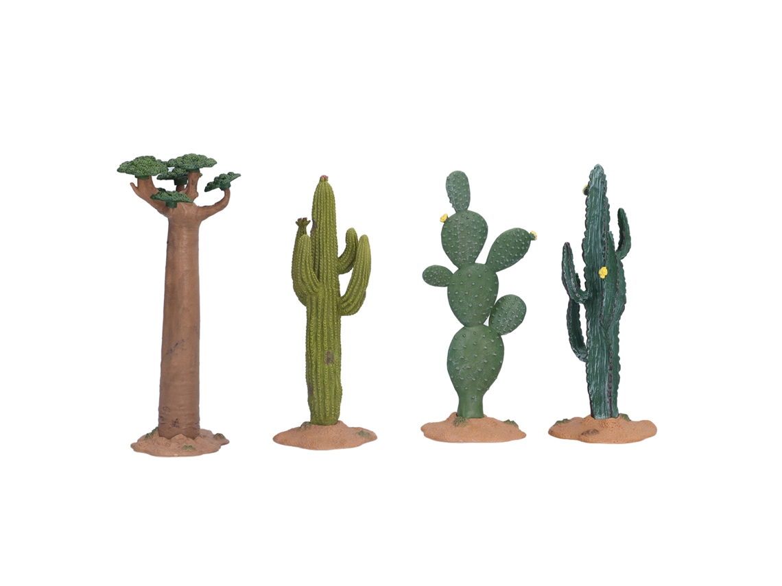 Conjunto De Modelos De Plantas Tropicais Deserticas 4pcs Pvc Para Crianças Decoracao