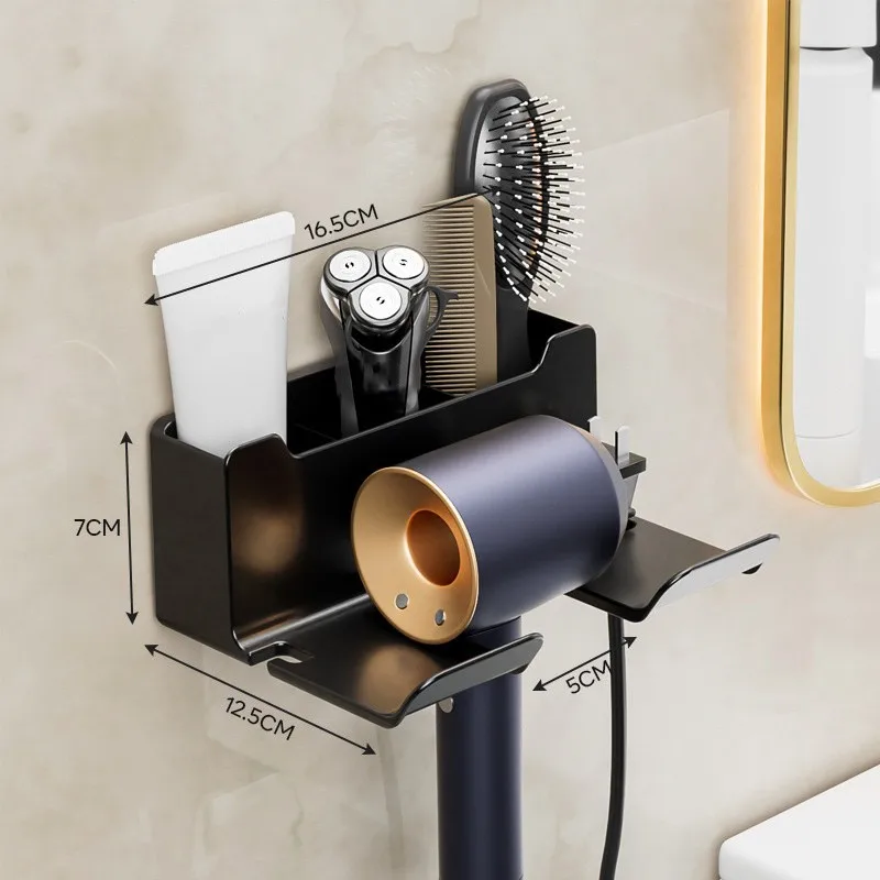 Suporte Para Secador De Cabelo, Organizador Armazenamento Cabelo No Banheiro, Pente, Ventilador Vaso Sanitário, Prateleiras Banheiro