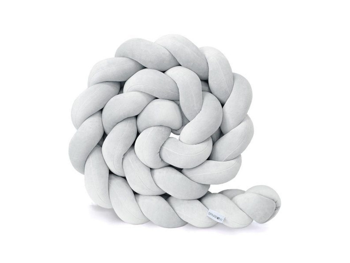 Almofada de Proteção para Cerca de Berço, Pelúcia Macia Anticolisão, 150cm. Cinza