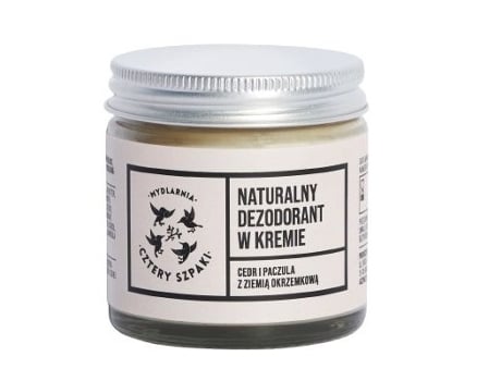 Desodorante Natural Em Creme Com Argila Cedro E Patchouli, 60ml Mydlarnia Cztery Szpaki