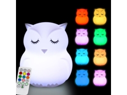 Lâmpada Noturna De Coruja Grande Para Crianças, Luz Led De Silicone Para Bebê, Lâmpada De Quarto Com Controle Remoto