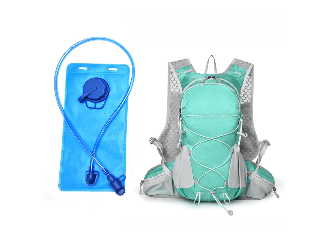 Mochila Leve Verde-clara Para Caminhadas/camping Com Reservatório De Hidratação, Elegante E Versátil.