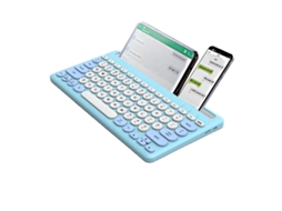 Teclado Eifson Sem Fio, Bluetooth + 2.4g, 4 Dispositivos Com 78 Teclas Redondas - Layout Em Inglês - Azul