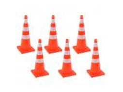 6 Cones De Tráfego Vermelhos Reflectivos Resistentes Ao Clima Base Quadrada 36in
