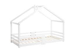 Cama Infantil Casinha com Chaminé, proteção contra quedas, estrutura em madeira de pinho 90x200 cm PAPRIKA