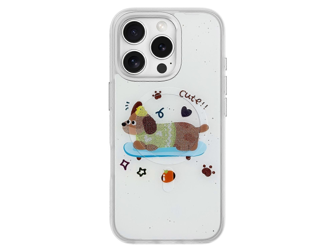 Capa Magnética De Tpu Para Iphone 16 Pro Da Tkdaddy Com Placa Traseira De Skate E Estampa De Cachorro-quente Prateado