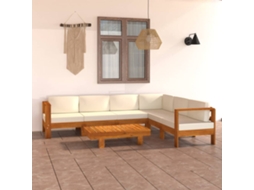 Vidaxl Conjunto De Lounge De Jardim Com 7 Peças E Almofadas, 100x60 Cm, Madeira De Acácia
