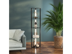 Luminária de Chão Coluna Mdf 4 Prateleiras Luz Led 3000k 41x29.5x163.5 Cm Preto