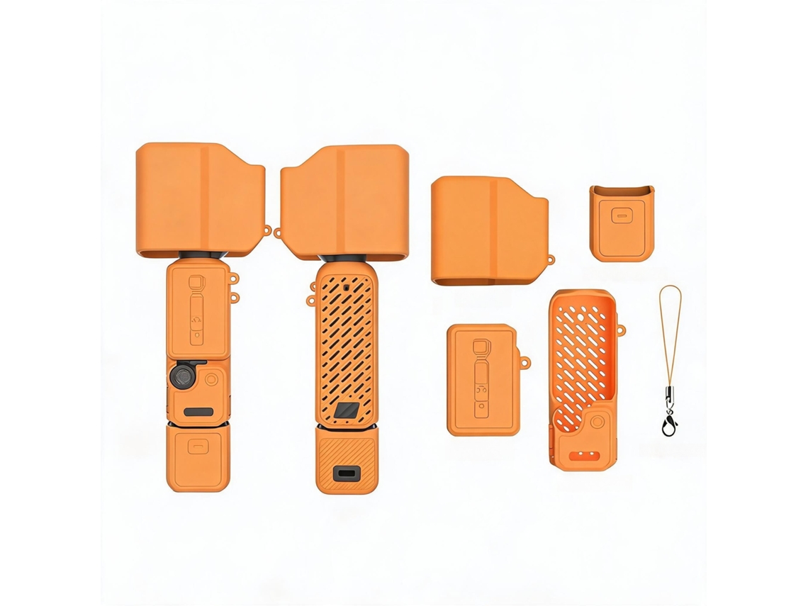 Capa Protetora De Silicone Para Dji Osmo Pocket 4p Com Cordão (laranja)