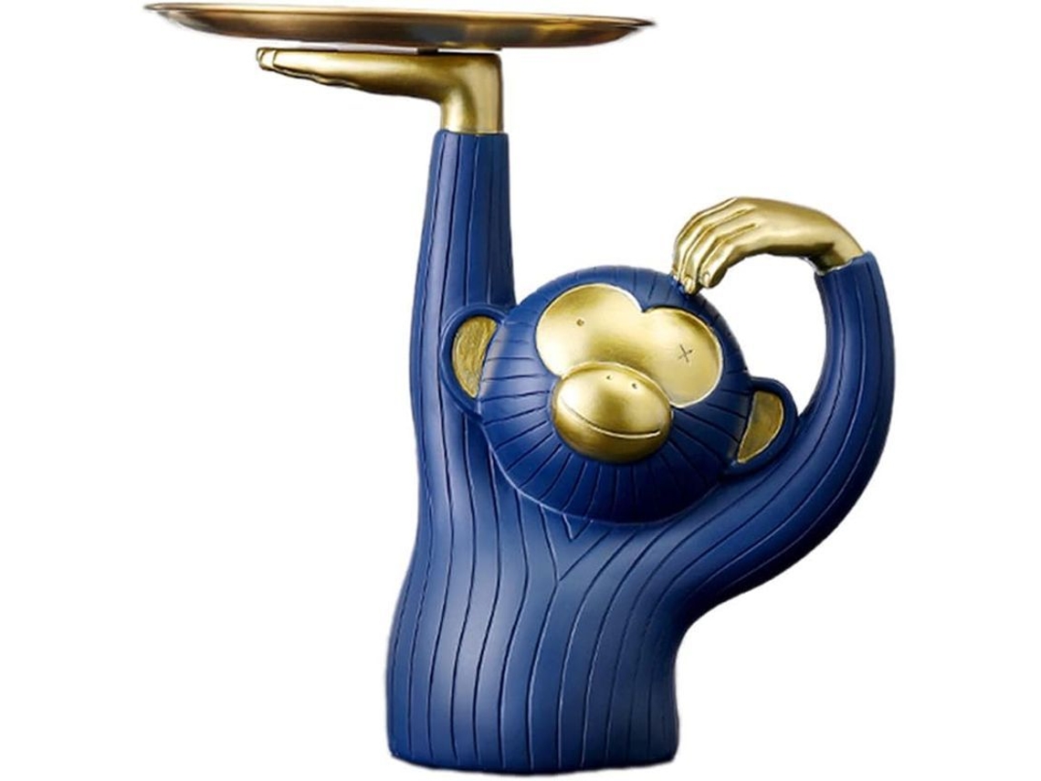 Estatua De Macaco Com Lata De Biscoitos Escultura De Resina Decoração Presente 25cm