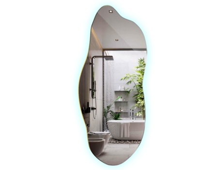 Espelho irregular com LED sem moldura de parede Espelharte (35x80 cm - Luz fria 6500K)
