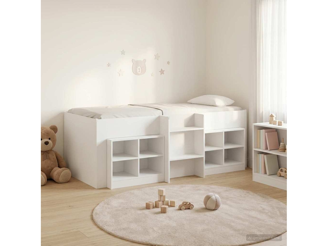 Vidaxl Cama Loft Com Armário 3 Unid. Branco Derivados De Madeira