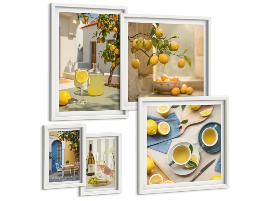 Conjunto De Pinturas Limões Rústicos Para A Cozinha Espelharte (5 Peças)