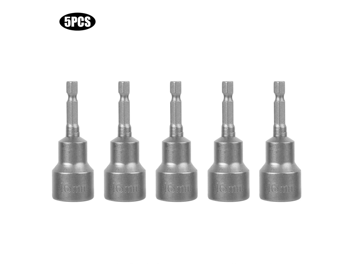 5pcs adaptador de broca magnética hexagonal em aço para parafusadeira elétrica 16mm