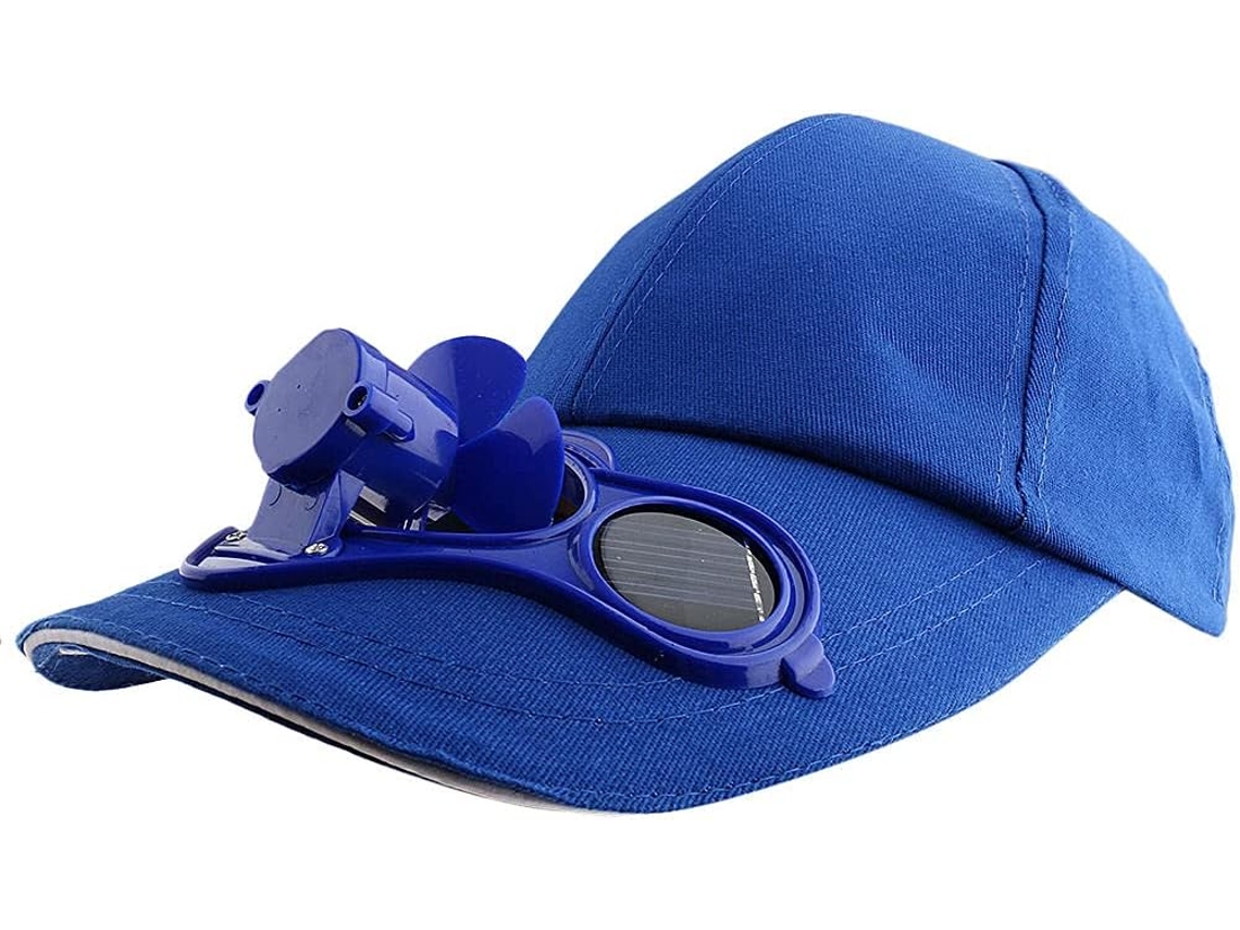 Gorra Milageto Com Ventilador Solar Azul 24x14,5cm Em Algodão E Plástico