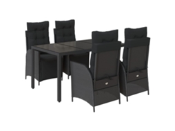 Conjunto de 5 Jantar para Jardim com Almofadões Vime Pe Preto MAISON EXCLUSIVE