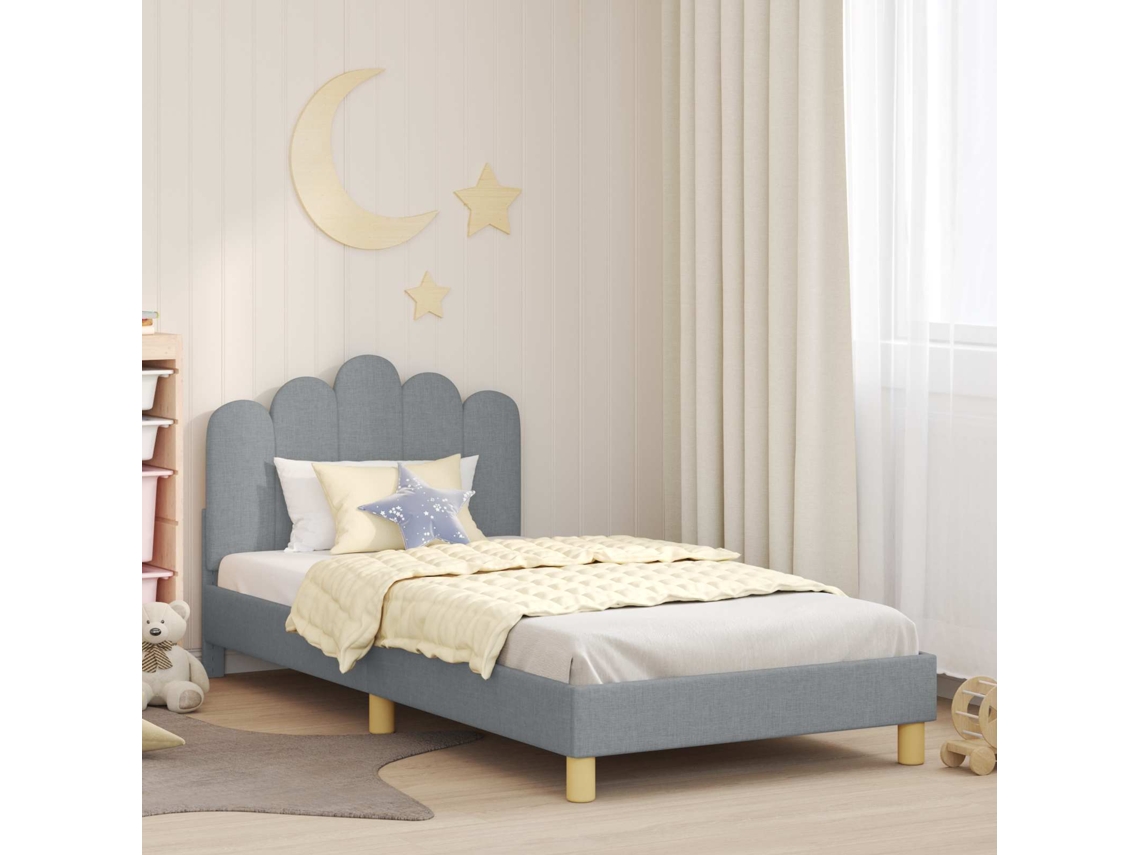 Vidaxl Estrutura de Cama Infantil com Cabeceira Cinzento claro Tecido