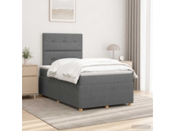 Vidaxl Cama Box Com Led E Colchão Cinzento-escuro 120 X 200 Cm Tecido