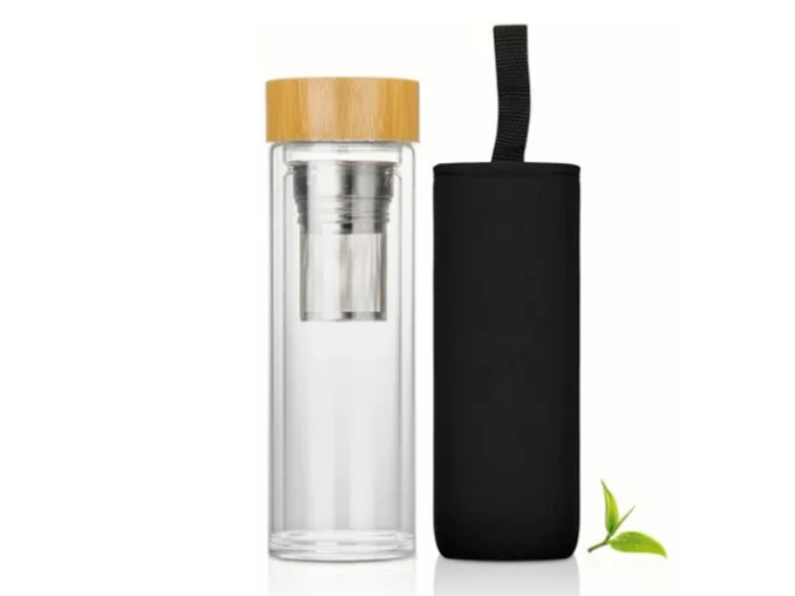 Garrafa de Chá com Infusor de Vidro Isolado 400ml
