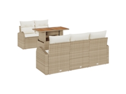 Conjunto 6 Conjunto De Sofá De Jardim Vidaxl Bege Vime Pe (100 X 55 X 73 Cm)