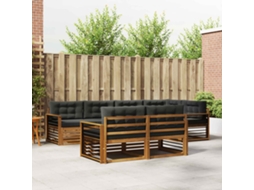 Vidaxl Conjunto De Sofás Para Exterior 7 Pcs Natural E Antracite