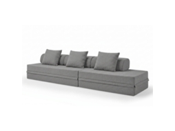 Sofá Modular 3+2 Lugares Convertível Bouclette Cinza Escuro SKOFFA