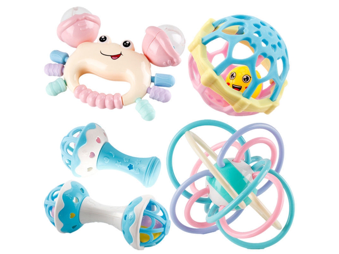 Onjunto de Chocalho de Mordedor 5 Peças para Bebê de 6 12 Meses, Alivia o Desconforto da Gengiva CZHHMART