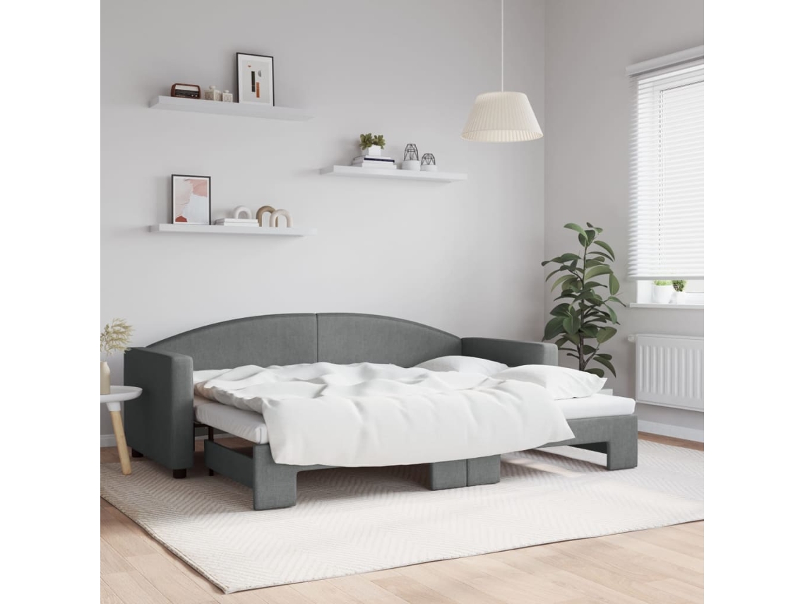 Vidaxl Sofá-cama Com Gavetão 80x200 Cm Tecido Cinzento-escuro