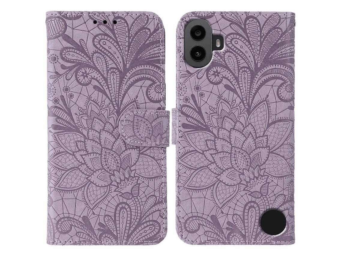 Capa De Celular Flip Em Couro Com Relevo De Flor De Renda Para Nothing Cmf Phone 1