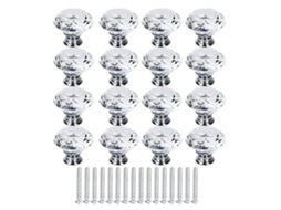 Laxiscreed Puxadores De Cristal Transparentes - Pack Com 16 Unidades, 40mm Para Móveis E Decoração