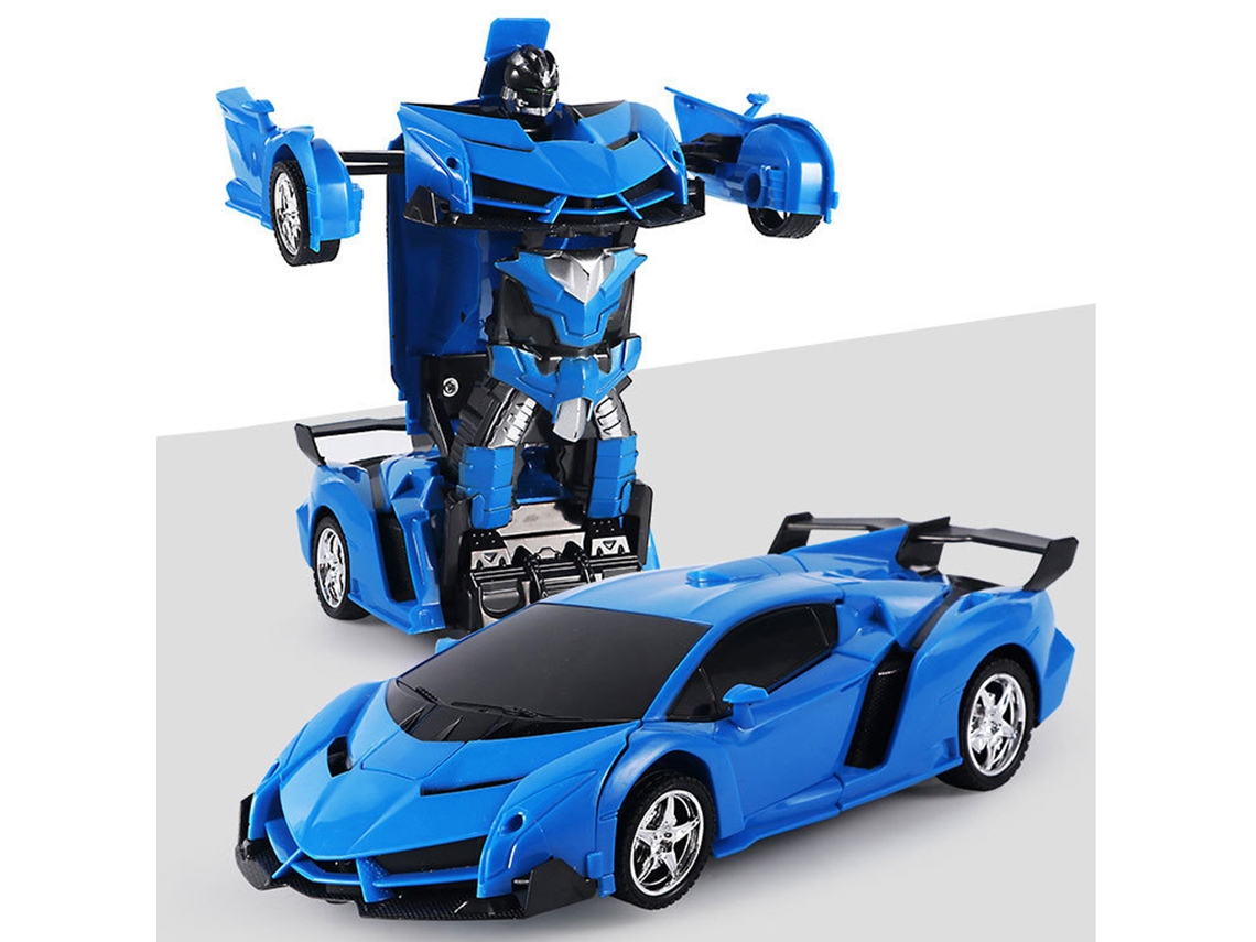 Primerox carro Transformador Rc Robô Controle Remoto com Botão uma Deformação Azul