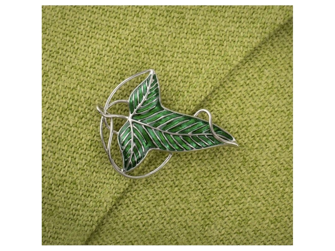 Alfinete Hoja De Lorien Latón E Resina. 6.7 X 5 X 1 Cm