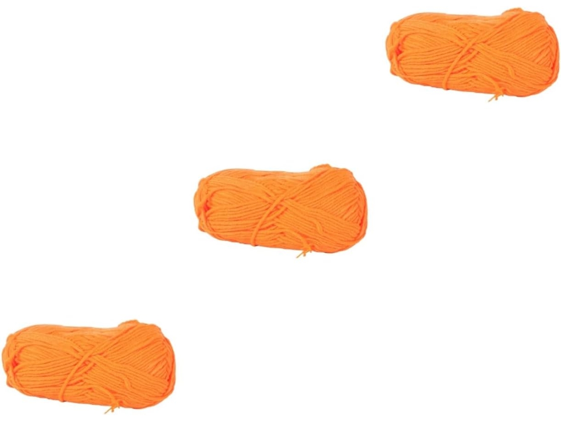 Fio De Algodão, 3 Novelos, Laranja, Tipo Leite Para Gorros E Suéteres