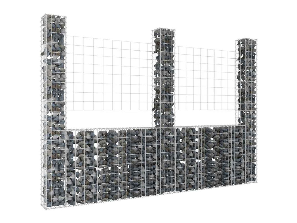 Vidaxl Cesto Gabião Em Forma De U C/ 3 Postes 260x20x200 Cm Ferro