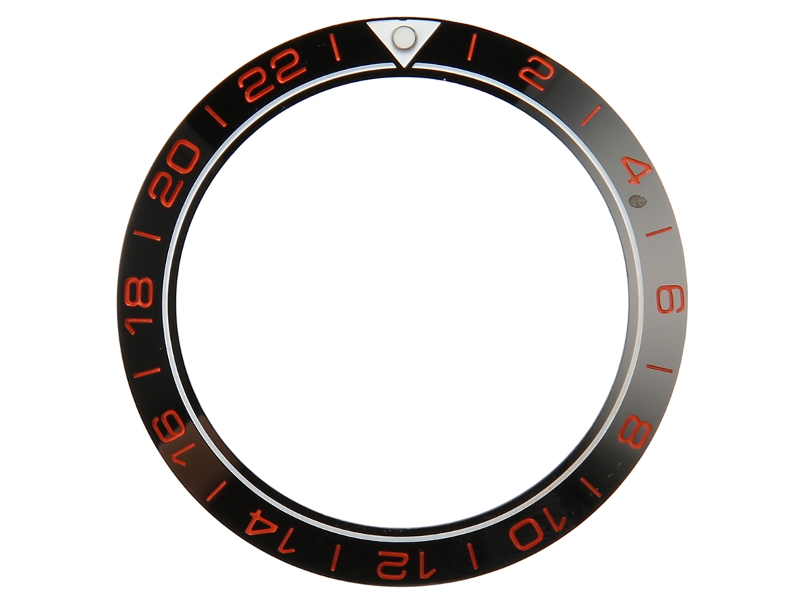 Anel De Bezel Cerâmica 41.5mm Relógio Números Vermelhos Base Preta