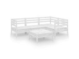 5 Pcs Conjunto Lounge de Jardim Pinho Maciço Branco MAISON EXCLUSIVE