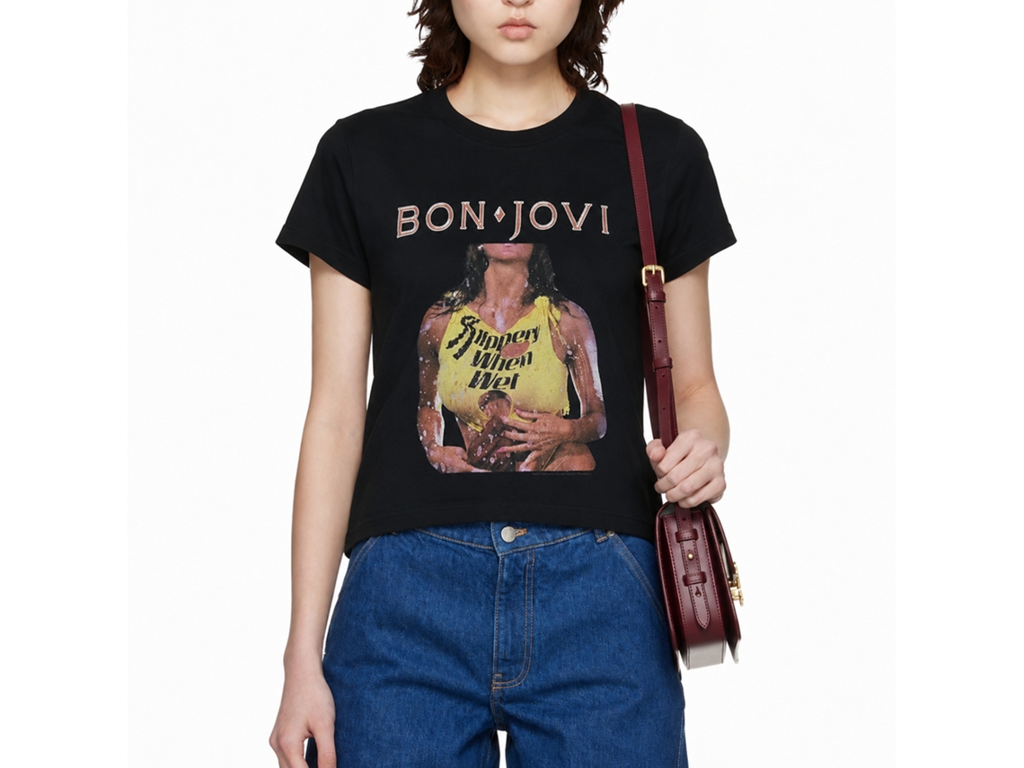 Bon Jovi Slippery When Wet T-shirt Unisex Adults Size:xl